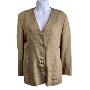 Vintage Caroll Women's 80’s Beige Blazer Est. Size M Power Suit Career Girl Boss